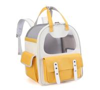 Pet Backpack Carrier | Large Capacity & Breathable Design | Weatherproof Cat Travel Backpack for Camping/Hiking/Daily Use | Adjustable Handle & Shoulder Straps (Jaune)