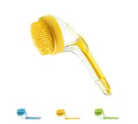 Pet Bath Brush, 2025 New 2 In 1 Dog Bath Brush With Built-In Shampoo Dispenser, For Long Short Haired Dogs Cats Shower (yellow)