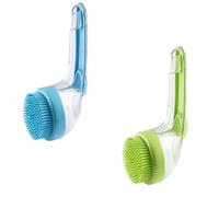 Pet Bath Brush, Pet Bath Brush with Shampoo Dispenser, Newwith Built-in Shampoo Dispenser for Bathing Pets Grooming Massage Brush (Green+Blue)