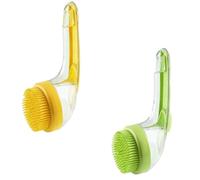 Pet Bath Brush, Pet Bath Brush with Shampoo Dispenser, Newwith Built-in Shampoo Dispenser for Bathing Pets Grooming Massage Brush (Yellow+Green)