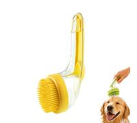 Pet Bath Brush with A Long Handle and Shampoo Dispenser，Jaune | Dog Washing Brush, Soft Silicone for Shedding, 2-in-1 Shampoo Dispenser & Massage Brush, Massage Tool for Dogs and Cats
