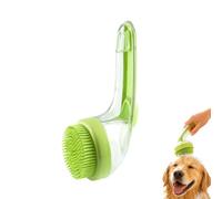 Pet Bath Brush with A Long Handle and Shampoo Dispenser，Vert | Dog Washing Brush, Soft Silicone for Shedding, 2-in-1 Shampoo Dispenser & Massage Brush, Massage Tool for Dogs and Cats