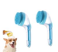 Pet Bath Brush with Shampoo Dispenser, 2025 New 2 in 1 Dog Bath Brush with Built-in Shampoo Dispenser, Shampoo Brush Bubble Maker, for Long Short Haired Dogs Cats Shower (Blue*2)