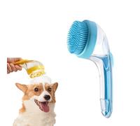 Pet Bath Brush with Shampoo Dispenser, 2025 New 2 in 1 Dog Bath Brush with Built-in Shampoo Dispenser, Shampoo Brush Bubble Maker, for Long Short Haired Dogs Cats Shower (Blue)