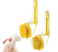 Pet Bath Brush with Shampoo Dispenser - Silicone Dog Grooming Scrubber with Long Handle for Washing, Shedding and Fur Cleaning, Cat Bath Tool (Yellow)