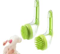 Pet Bath Brush with Shampoo Dispenser - Silicone Dog Grooming Scrubber with Long Handle for Washing, Shedding and Fur Cleaning, Cat Bath Tool (Green)