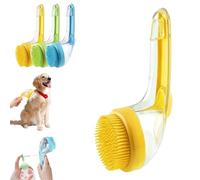 Pet Bath Brush with Soap Dispenser,2 in 1 Dog Bath Brush,Adjustable Bath Brush for Dogs,for Long Short Haired Dogs Cats Shower (Yellow)