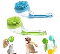 Pet Bath Brush With Soap Dispenser,Dog Bath Brushs with soap dispensers,2 in 1 Dog Baths Brush with Built-In Dispensers, Deep Cleaning Scrubber,For Long Short Haired (Green+Blue)