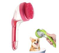 Pet Bath Brush with Soap Dispenser, Dog Bathing Brush with Shampoo Dispenser, Pets Bath Massage Brush for Dogs for Long and Short Hair (red)