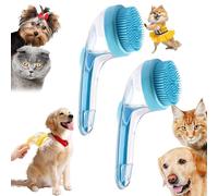 Pet Bath Brush with Soap Dispenser, French Bulldog Bathing Brush, Easy Grip & Quick Lathering Tool for Bath Time (Blue, 2PCS)