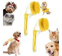 Pet Bath Brush with Soap Dispenser, French Bulldog Bathing Brush, Easy Grip & Quick Lathering Tool for Bath Time (Yellow, 2PCS)