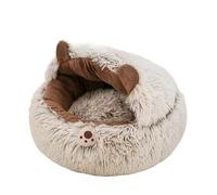 Pet Bed, Nid d'hiver épais et chaud for chat, lit fermé for petit chien, chiot, accessoires de couchage for animaux de compagnie, tapis Cama Para Gatos ,For pets(Brown Bear,S-35cm(Within 2.5Kg))