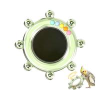 Pet Bird Mirror - 3.35x3.35 Inches Parakeet Cage Mirror, Rotatable Interactive Bird Wheel Glass | Reflection Toy Enrichment Activity For Companion Engagement Lovebirds Conures Pet Enclosures