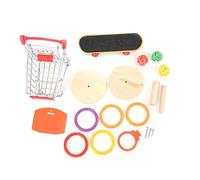 Pet Bird Parkeet Training Toy Set Educational Fun Skateboard Trolley Basketball Stand Copping Copping