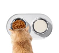 Pet Bowl, Anti Slip Feeding Dish with Silicone Mat, 6.34x9.13 inches Waterproof Food and Water Tray for Dogs Cats, Spill Resistant Eating Plate Snack Time, Training, Home Use