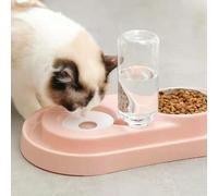 Pet Bowl Automatic Feeder Double bol Pet Water Fountain Multifunctional Pet Feeder with water bottle - Rosa