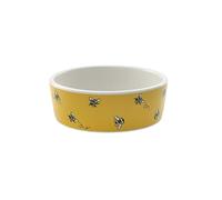 Pet Brands Cath Kidston Gamelle en céramique pour Chien - Grand Motif Abeille - Naturellement lestée, Passe au Lave-Vaisselle - 18,5 x 18,5 x 7,5 cm - Jaune