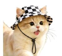 Pet Bucket Hat with Ear Openings Adjustable Summer Cap for Dogs Cats