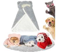 Pet Cape Blanket, Dog Cape Blanket, Dog Winter Coat with Hat Thicken Cloak Blanket, Dog Warm Sleeping Blanket, Multiple Sizes for Small Medium Dogs and Cats (Gray, M)