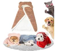 Pet Cape Blanket, Dog Cape Blanket, Dog Winter Coat with Hat Thicken Cloak Blanket, Dog Warm Sleeping Blanket, Multiple Sizes for Small Medium Dogs and Cats (Brown, S)