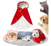 Pet Cape Blanket, Dog Cape Blanket, Dog Winter Coat with Hat Thicken Cloak Blanket, Dog Warm Sleeping Blanket, Multiple Sizes for Small Medium Dogs and Cats (Red, M)