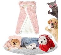 Pet Cape Blanket, Dog Cape Blanket, Dog Winter Coat with Hat Thicken Cloak Blanket, Dog Warm Sleeping Blanket, Multiple Sizes for Small Medium Dogs and Cats (Pink, S)