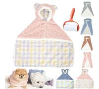 Pet Cape Blanket, Warm Dog Sleeping Blanket, Dog Robes with Hood, Dog Cape Blanket Washable, Soft Winter Thickened Coat Wraps for Small Medium Dogs & Cats (Pink Plaid, M)