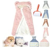 Pet Cape Blanket, Warm Dog Sleeping Blanket, Dog Robes with Hood, Dog Cape Blanket Washable, Soft Winter Thickened Coat Wraps for Small Medium Dogs & Cats (Pink, M)
