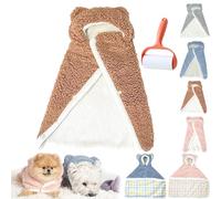 Pet Cape Blanket, Warm Dog Sleeping Blanket, Dog Robes with Hood, Dog Cape Blanket Washable, Soft Winter Thickened Coat Wraps for Small Medium Dogs & Cats (Brown, M)