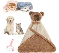 Pet Cape Blanket, Warm Winter Blanket Cape for Dogs and Cats, Cats Cold Weather Coat Wraps with Hood for Indoor After Bath Outdoor Walks