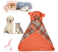 Pet Cape Blanket, Warm Winter Blanket Cape for Dogs and Cats, Cats Cold Weather Coat Wraps with Hood for Indoor After Bath Outdoor Walks