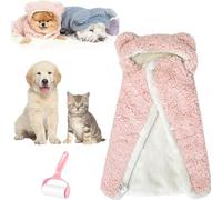 Pet Cape Blanket, Warm Winter Blanket Cape for Dogs and Cats, Cats Cold Weather Coat Wraps with Hood for Indoor After Bath Outdoor Walks