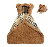 Pet Cape Blanket with Hood, Warm Dog Sleeping Blanket, Soft Flannel Dog Coat Wrap for Small Medium Dogs & Cats, Cozy Winter Cloak for Indoor Outdoor Use