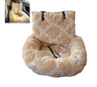 Pet Car Seat, Dog Bed with Safety Straps, Waterproof Travel Bed for Large & Small Dogs, Protects Car Seats from Dirt, Hair & Scratches for All Cars (Apricot White,60 * 60cm/23 * 23in)