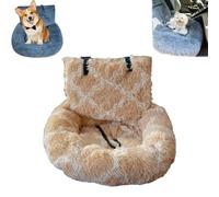 Pet Car Seat - Dog Bed with Safety Straps, Waterproof Travel Bed for Large & Small Dogs, Protects Car Seats from Dirt, Hair & Scratches, Removable and Easy to Clean (Apricot and White Plaid,S)