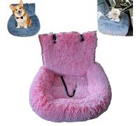 Pet Car Seat - Dog Bed with Safety Straps, Waterproof Travel Bed for Large & Small Dogs, Protects Car Seats from Dirt, Hair & Scratches, Removable and Easy to Clean (Pink,S)