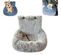 Pet Car Seat - Dog Bed with Safety Straps, Waterproof Travel Bed for Large & Small Dogs, Protects Car Seats from Dirt, Hair & Scratches, Removable and Easy to Clean (Khaki,L)