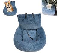 Pet Car Seat - Dog Bed with Safety Straps, Waterproof Travel Bed for Large & Small Dogs, Protects Car Seats from Dirt, Hair & Scratches, Removable and Easy to Clean (Blue,L)
