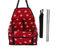 Pet Car Seat, Dog Car Seat with Safety Leash, Waterproof Breathable Elevated Dog Car Basket for Puppy and Cat, Adjustable Non Slip Straps Oxford Cloth Mesh Design for Sedan SUV Hat (Red)