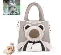 Pet Carrier Shoulder Bag, Cute Bear Pet Carrier Bag with Head-Out Design, Soft Cat Travel Tote with Adjustable Strap for Small Dogs, Cats, and Pets (Gray)