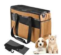 Pet Carrying Bag, Small Sling Carrier, Multi-Pocket Breathable Design with Flexible Travel Support, Pet Transport Bags for Holiday, Road Trip, Picnic, Camping, Gray Purple and Orange Colored
