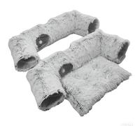 Pet Cave, Plush Kitten Tunnel, Four Way Rectangular Nest, Soft Fabric Play Tube, Warm Sleeping Bed for Animals, Indoor Furniture Accessory for Living Room Balcony Apartment