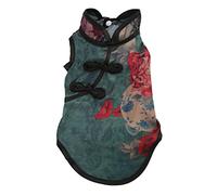 Pet Cheongsam Skirt Soft Exquisite Retro Peony Pet Chinese Style Skirt for Little Pets Rabbit Chinchilla Cotton Comfortable Party Outfit (XS)