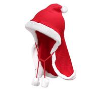 Pet Christmas Cloak - Design de Chapeau Rouge, Chaleur Confortable Douce, Polaire en Polyester Durable, Usure de fête de Vacances Festive pour Chiens et Chats, Sangle au Menton (Type 1)