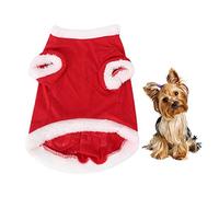 Pet Christmas Costume Dress | Red Plush Love Pattern Holiday Party Clothing for Dogs & Cats | Soft Dog Sweater/Cat Apparel/Festive Outfit (L)