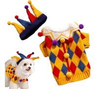Pet Christmas Outfit - Cute Dog Sweater Hat Set, Knitted Warm Apparel, Soft Fabric, Holiday Costume Clothing, Stretch Comfortable Design | Small Dog Cat Holiday Sweater For Winter Festive Wear