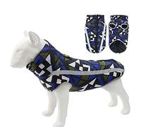 Pet Clothes Autumn and Winter Thickened Warm Dog Cotton-Padded Clothes Big Dog Pet Jackets Pet Clothes Linear Reflective Strips White 6XL (Blue XXXXXX)