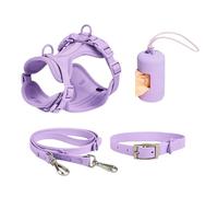 Pet Collar Harness Combo - Ensemble de leviers pour chien, laisse réglable sans traction avec support | Équipement de marche durable pour chiens et chiots de taille moyenne, y compris un porte-
