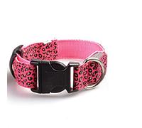 Pet Collar LED Luminous Collar Teddy Dog Luminous Dog Collar Collar Puppy Leopard Collar (Pink X)