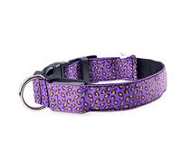 Pet Collar LED Luminous Collar Teddy Dog Luminous Dog Collar Collar Puppy Leopard Collar (Purple. Small)